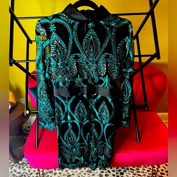 slim fit dress slacks Women's Isadora A-Line Long Sleeved Lace Midi Dress S/M/L/Xl Dark Green Mean Blvd Dark Green / M